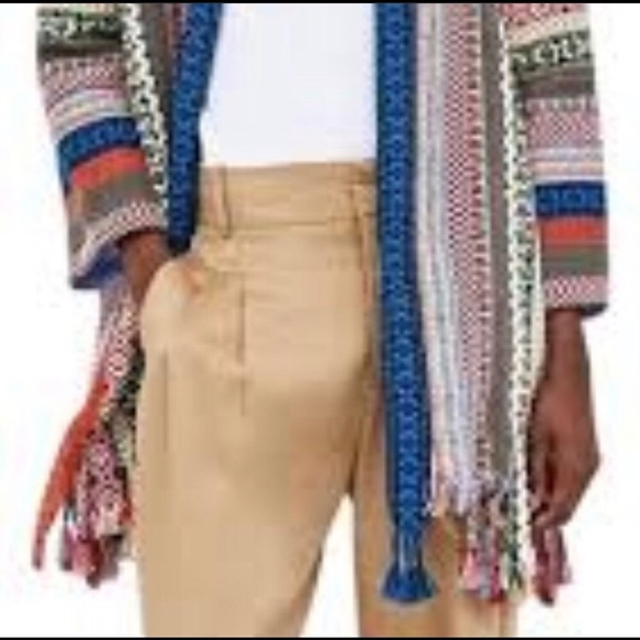 FREE SHIPPING - NWOT ZARA COAT WITH JACQUARD TRIM - Picture 2 of 4